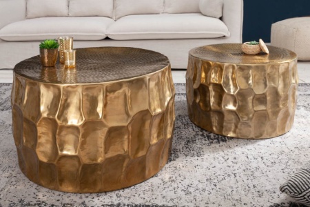 Handgemaakte salontafel ORGANIC ORIENT 68 cm goud gehamerd design - Img 6