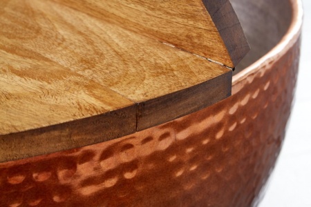Handgemaakte salontafel ORIENT STORAGE 60cm koper mangohout met opbergruimte - Img 5