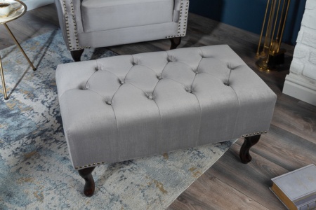 Hocker zilver grijs gecapitonneerd 80cm fluweel stof - Img 8