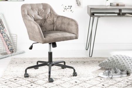 In hoogte verstelbare bureaustoel taupe met quilting - Img 5