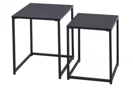 Industriële bijzettafels set van 2 DURA STEEL 40cm zwart metaal - Img 7