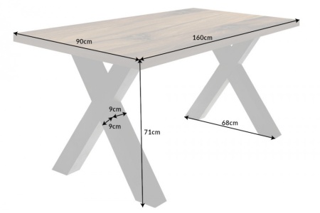 Industriële eettafel 160cm eiken look met zwarte X-poten - Img 2