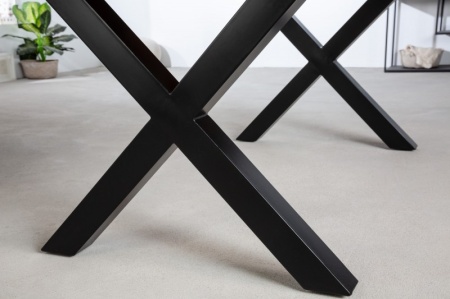 Industriële eettafel WOOD ART 200cm gevlamd mangohout met X-frame - Img 4
