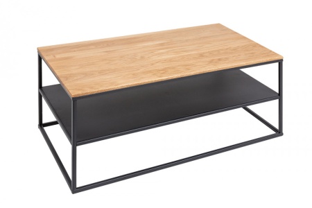 Industriële salontafel APPARTEMENT 95cm geolied eiken met tweede plank - Img 8