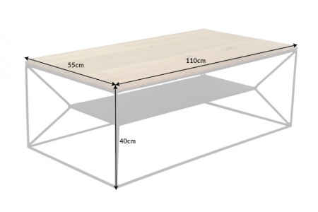 Industriële salontafel ARCHITECTURE 110cm geolied eikenhout met plank - Img 2