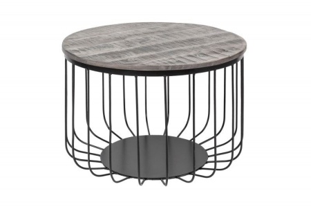 Industriële salontafel FACTORY LOFT 56 cm grijs mangohout massief hout - Img 6