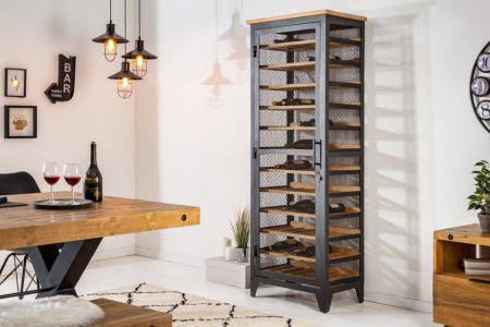 Industriële wijnkast BODEGA 184cm gerecycleerd grenen naturel wijnrek voor 72 flessen - Img 3
