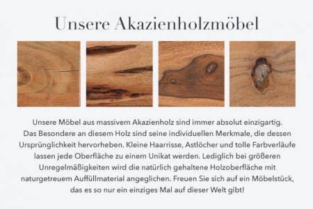 Massief acacia hout salontafel 100 cm 3D-oppervlak - Img 2