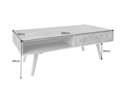 Massief acacia hout salontafel 100 cm 3D-oppervlak - Img 8