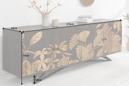 massief dressoir 175 cm met bloemmotief van mangohout - Img 2