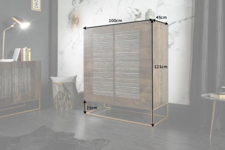 Massief highboard Shiny 100cm mangohout met agaatsteen afwerking - Img 7