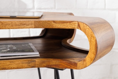 Massief houten bureau ORGANIC LIVING 120 cm Sheesham consoletafel met opbergruimte - Img 7