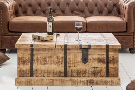 Massief mangohout salontafel met kist BODEGA 100 cm - Img 4