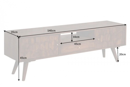 Massief tv-meubel MYSTIC LIVING 140cm acaciabruin 3D-oppervlak massief hout - Img 2
