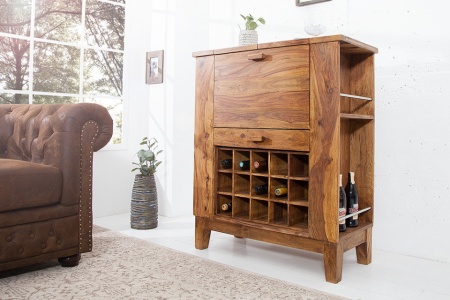 Massieve barkast MAKASSAR 85 cm Sheesham stenen huisbar - Img 8