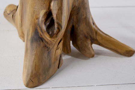 Massieve bijzettafel ROOT 40cm teak met jaarringen - Img 6