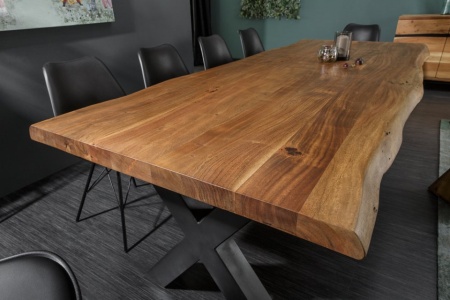 Massieve boomstam eettafel MAMMUT NATURE 240 cm acacia 6 cm tafelblad - Img 4
