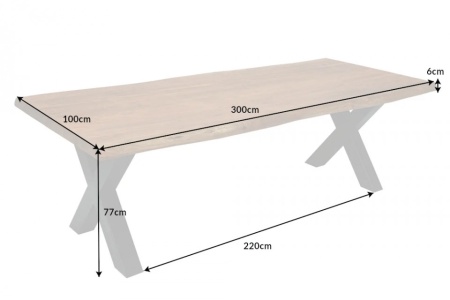 Massieve boomstam eettafel MAMMUT NATURE 300cm acacia 6cm tafelblad - Img 2