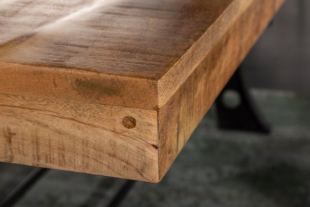 Massieve eettafel INDUSTRIAL 200cm mangohout met zwart metalen frame - Img 7
