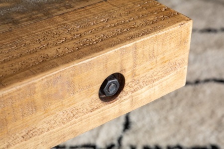Massieve eettafel ROAD 200cm naturel gerecycled grenen industrieel design X-frame - Img 5