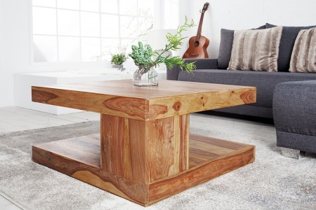 Massieve salontafel bijzettafel GIANT XL Sheesham 80x80cm - Img 3