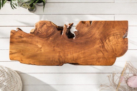 Massieve salontafel WILD 100cm teak massief houten boomschijf Hairpin Legs - Img 3