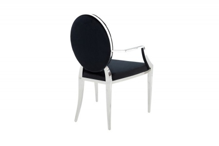 MODERN BAROCK fauteuil combineert symbiose van roestvrij staal en hoogwaardig zwart fluweel met knopen - Img 4
