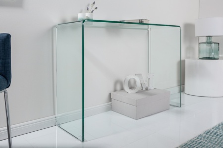Moderne Design Glazen bureau zoals sidetable 100 cm volledig transparant glas - Img 3