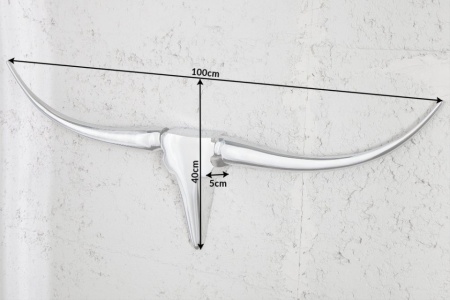 Moderne design wanddecoratie BULL L 100 cm zilver aluminium stierenkop - Img 8
