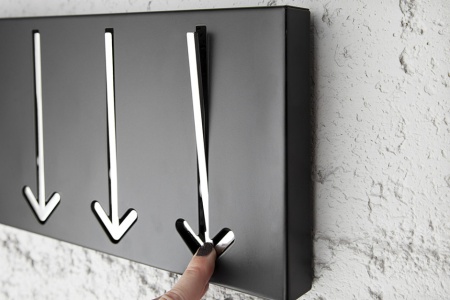 Moderne design wandkapstok ARROW 30 cm zwart met 3 haken - Img 4