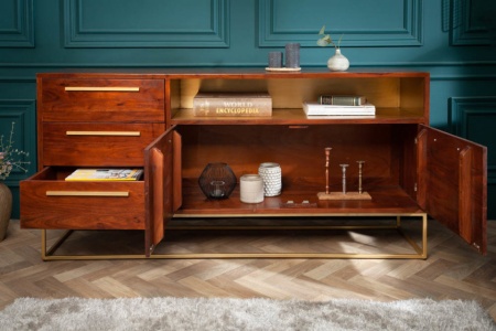 Moderne dressoir acaciahout 165 cm bruin goud 165cm - Img 3