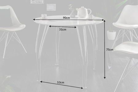Moderne eettafel ARRONDI 90 cm wit chroom ronde bistrotafel - Img 2