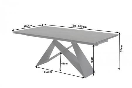 Moderne keramische eettafel PROMETHEUS 180-220-260cm lava uitschuifbaar - Img 2
