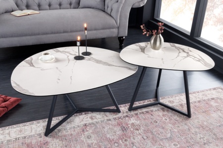 Moderne salontafel 90cm wit marmeren keramiek gemaakt in Italië - Img 5