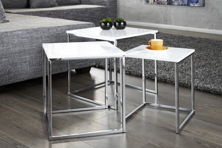 moderne Salontafel / Bijzettafel Model: Fusion - 3 Set - Img 5
