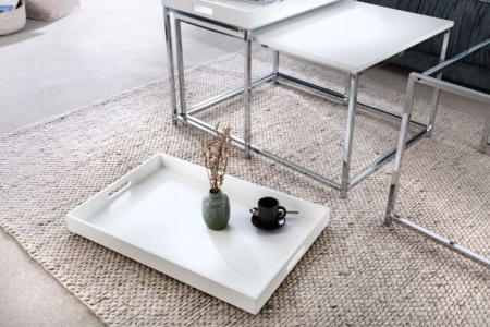 Moderne salontafel set van 3 ELEMENTS 75cm wit chroom uitneembaar blad - Img 6