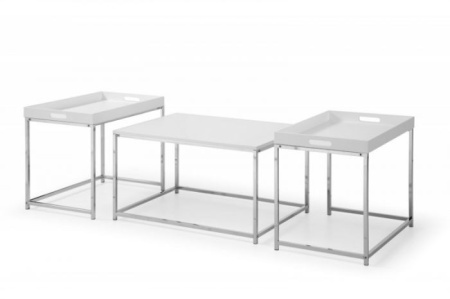 Moderne salontafel set van 3 ELEMENTS 75cm zwart stalen uitneembaar blad - Img 8
