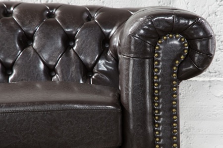 Nobele Chesterfield 3-zits bank coffee bruine knoop stiksels 210cm - Img 5
