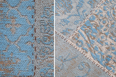 Oosters patchwork vloerkleed 240x160cm lichtblauw katoen - Img 5
