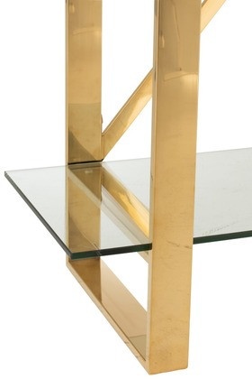 Rek 4schap Kruis Roestvrij Staal/Getemperd Glass Goud/Transparant 180cm - Img 5