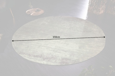 Rond Trendy Vintage vloerkleed 150 cm groen gewassen used look - Img 2