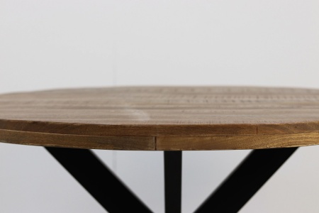 Ronde massief mangohout eettafel 130 cm - Naturel/zwart - Mangohout/ijzer - Img 5