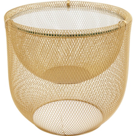 Salontafel Grid Goud Ø50cm met artistieke staalgaas - Img 2