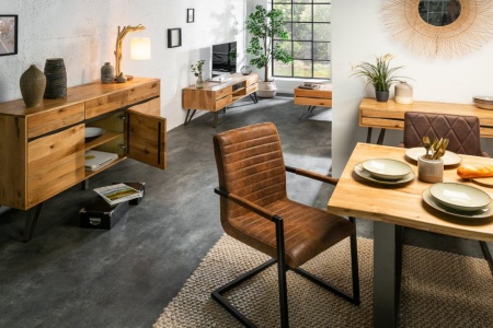 Salontafel met massieve boomrand LIVING EDGE 110 cm geolied wild eiken - Img 7