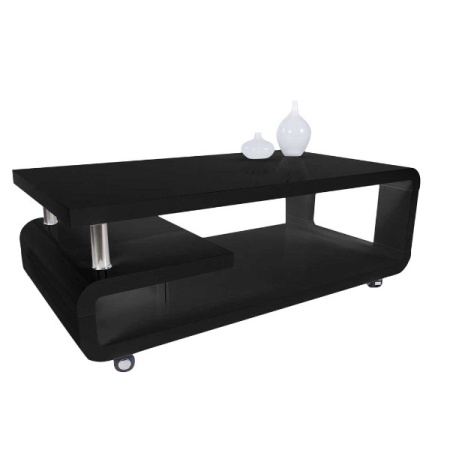 Salontafel op wielen hoogglans zwart 115 cm - Img 4