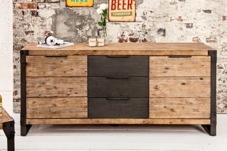 Stevig industrieel dressoir FACTORY 180cm whitewash acacia - Img 6
