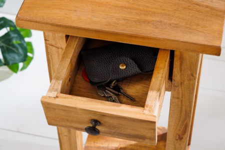 Stevige bijzettafel HEMINGWAY 75 cm gerecycleerd mahoniehout handgemaakt telefoontafeltje - Img 5