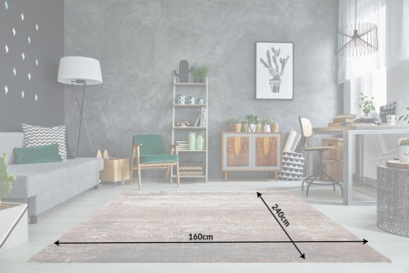 Vintage katoenen vloerkleed 240x160cm beige grijs used look - Img 6