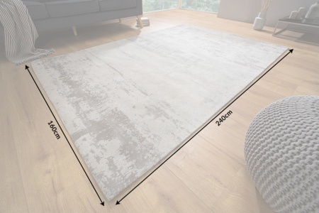 Vintage katoenen vloerkleed 240x160cm beige grijs verwassen gebruikte look - Img 7