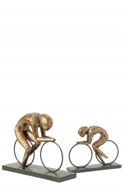 Beeld Wielrenner Op Voet Resine Goud Large 37cm - Img 2